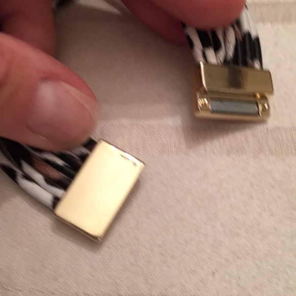 NWT Leather Black Leopard & Gold Bead Bracelet - Picture 4 of 6